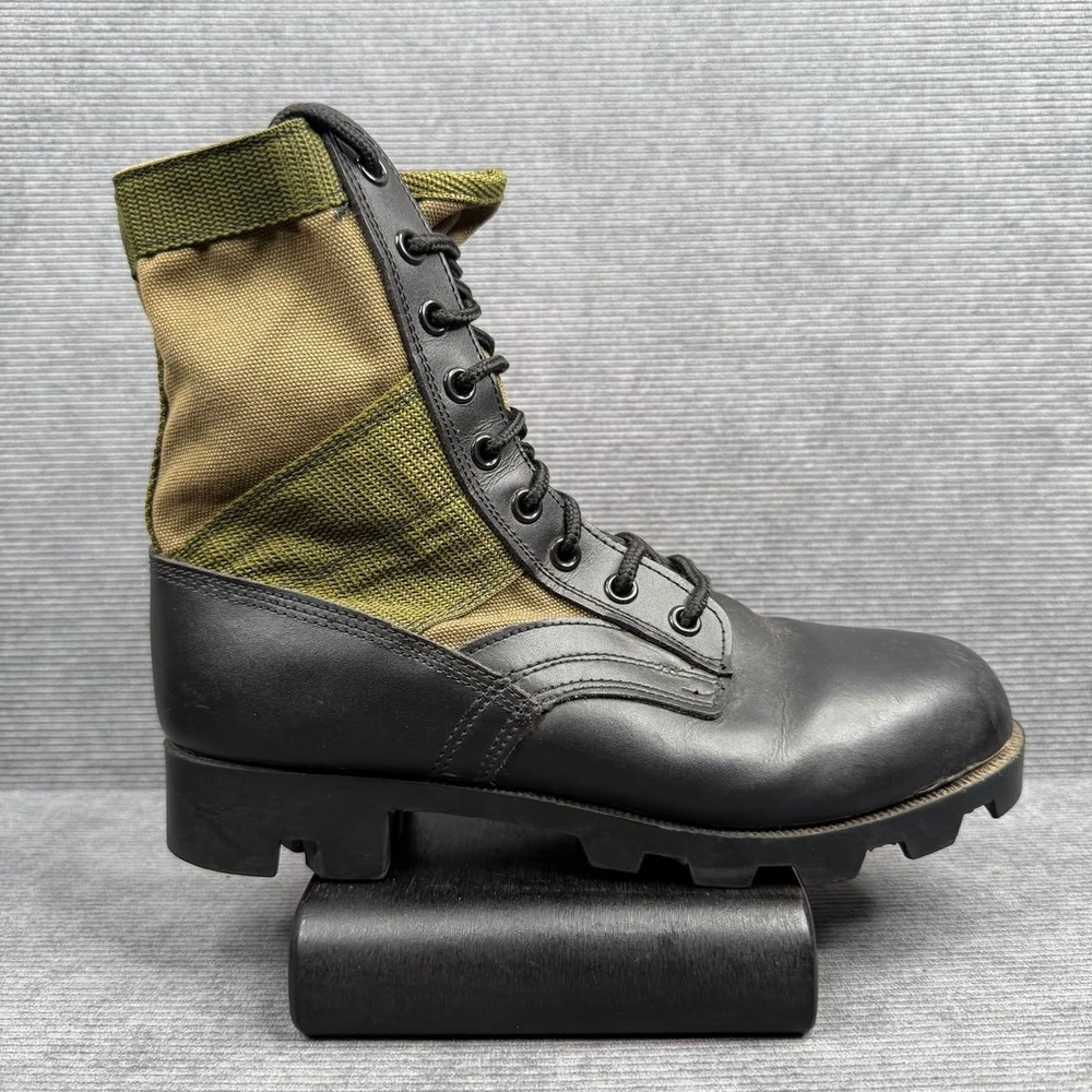 Military Jungle Boots Y2K Black Leather Olive Tactical Combat 7R Made in USA